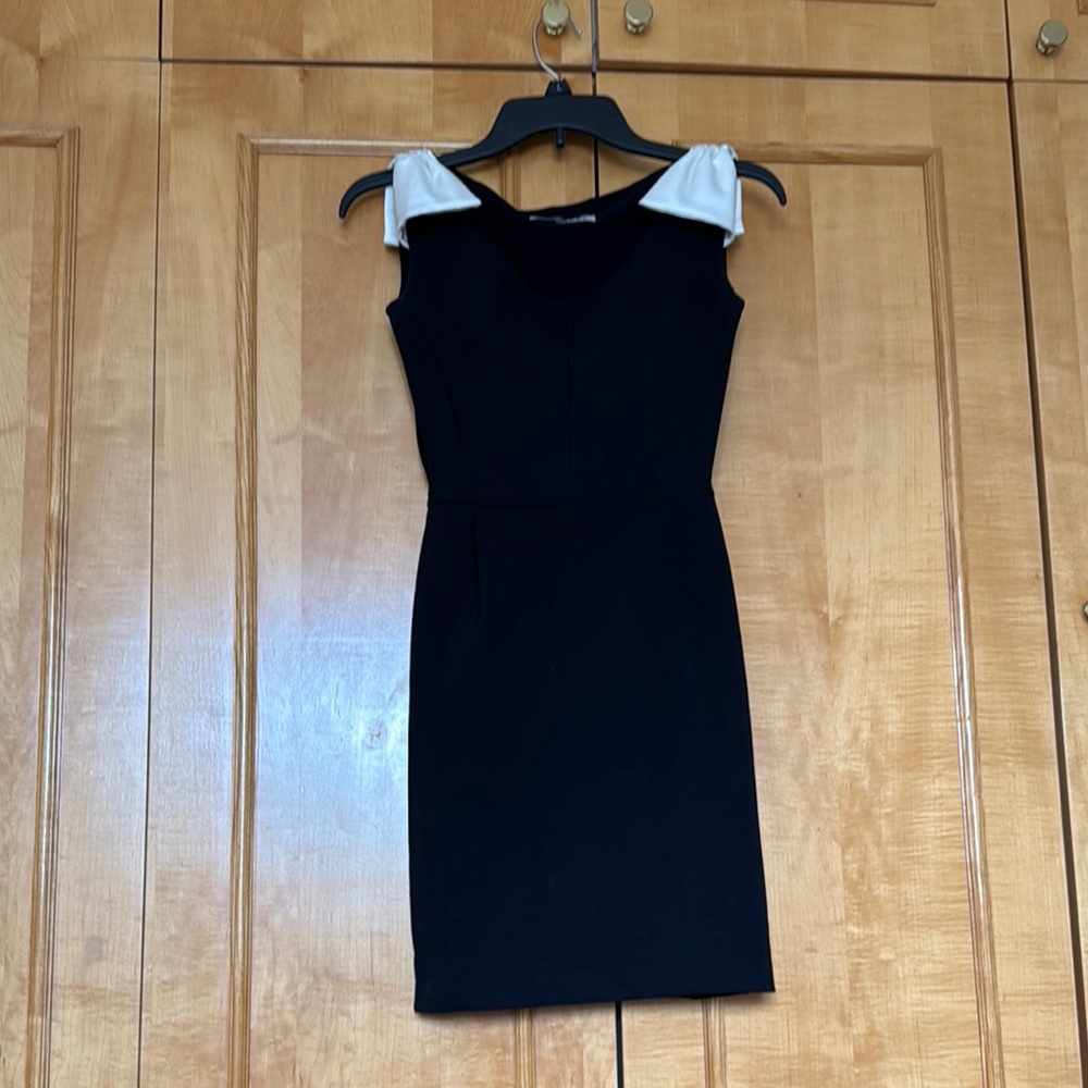 Worn Chiara Bono La Petite Robe Mae in Italy Black dress with white satin bows🍀